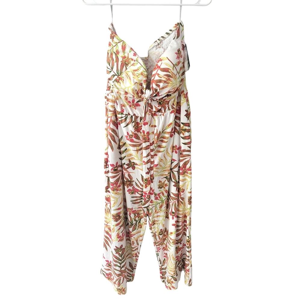 No Boundaries White Tropical Floral Jumpsuit - Juniors (XXXL/21)